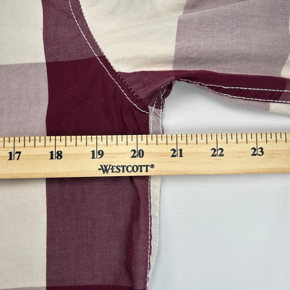 Fredd Marshall Mens Burgundy White Buffalo Check Long Sl Button Up Shirt Size L - Picture 4 of 6